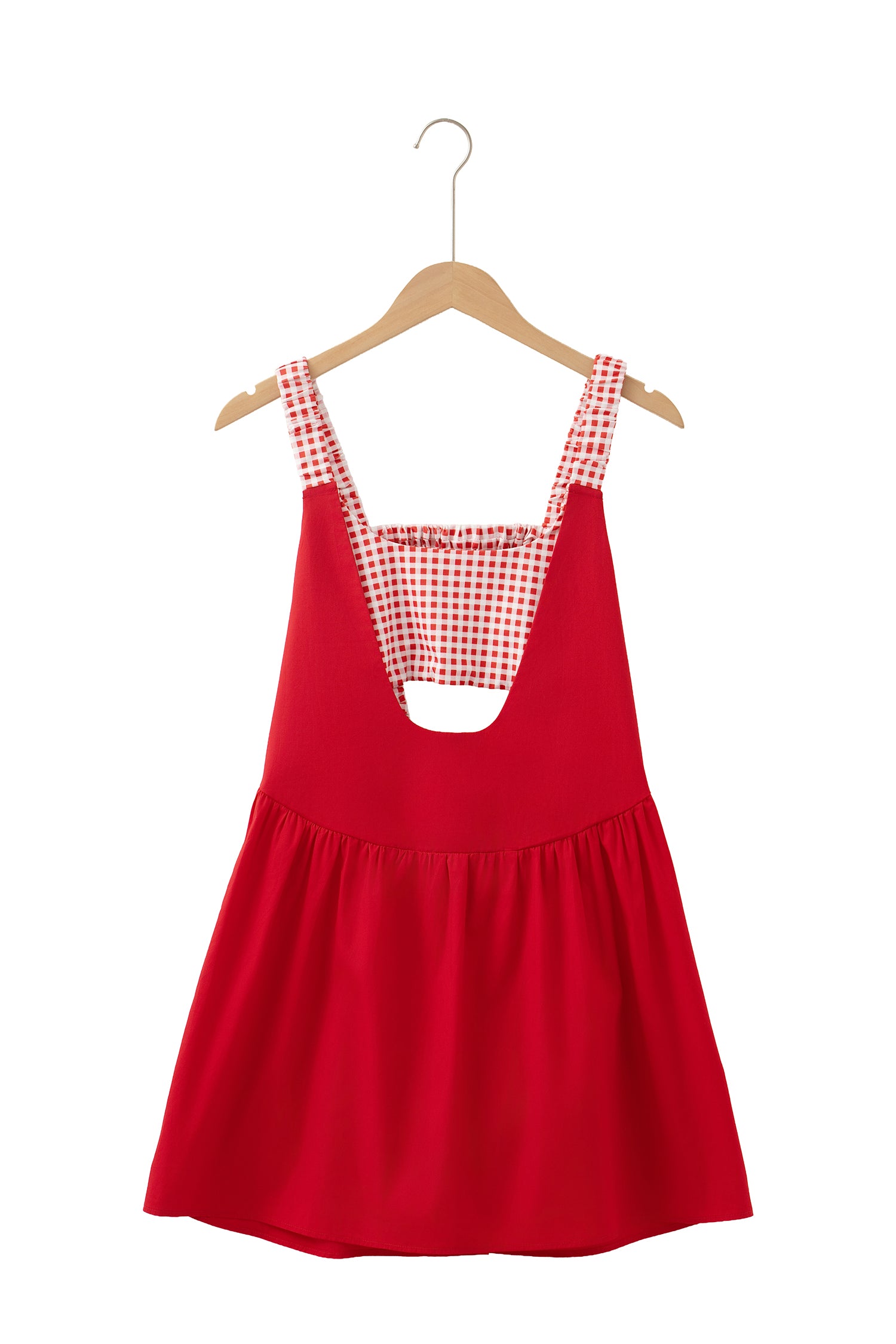 Yellow Cream Faux Two Piece Gingham Contrast Patchwork Loose Mini Dress-TOPS / DRESSES-[Adult]-[Female]-2022 Online Blue Zone Planet