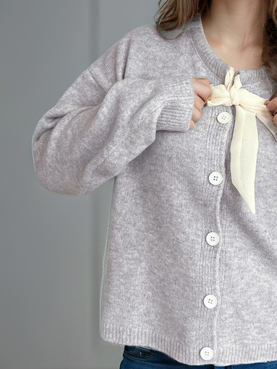 Tied Button Down Long Sleeve Cardigan-NEW ARRIVALS-[Adult]-[Female]-2022 Online Blue Zone Planet