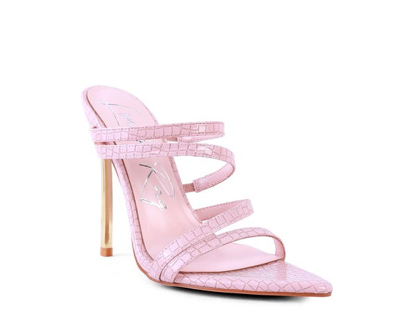 NEW AFFAIR Croc Metal High Heeled Sandals-SHOES-[Adult]-[Female]-Pink-5-2022 Online Blue Zone Planet