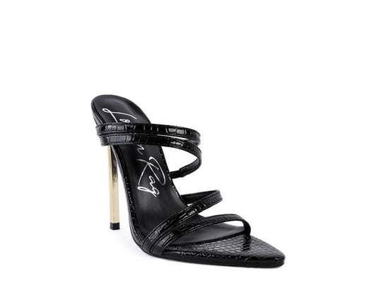 NEW AFFAIR Croc Metal High Heeled Sandals-SHOES-[Adult]-[Female]-Black-6-2022 Online Blue Zone Planet