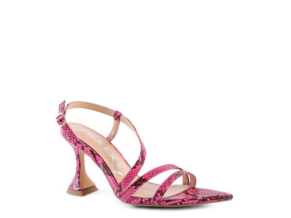 CHERRY TART Snake Print Spool Heel Sandals-TOPS / DRESSES-[Adult]-[Female]-Neon Pink-5-2022 Online Blue Zone Planet