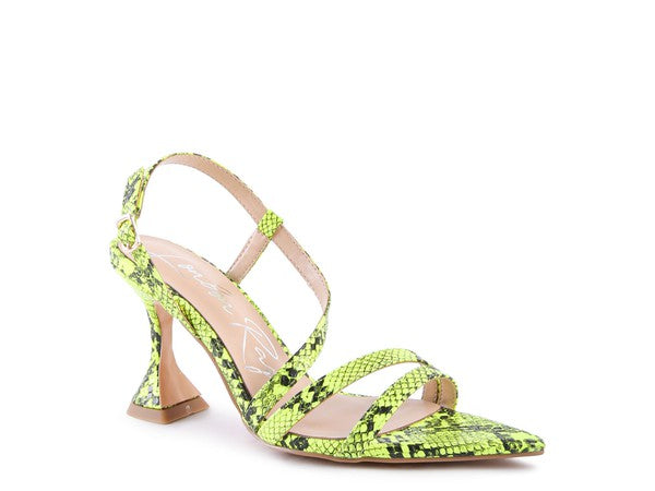 CHERRY TART Snake Print Spool Heel Sandals-TOPS / DRESSES-[Adult]-[Female]-Neon Yellow-5-2022 Online Blue Zone Planet