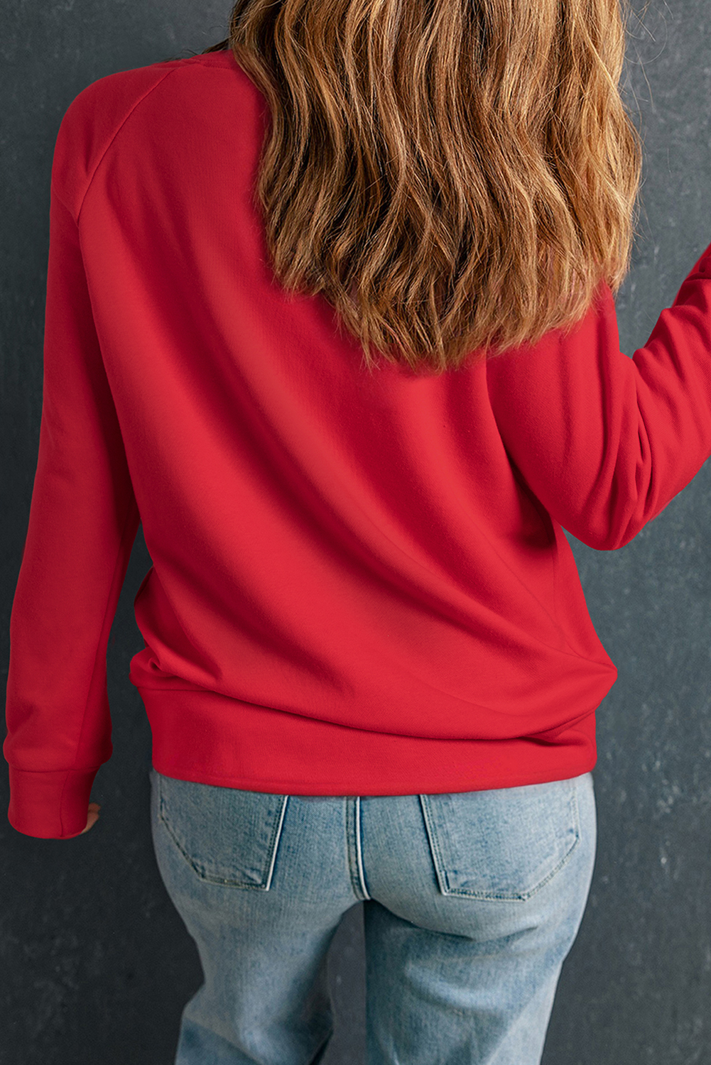 Blue Zone Planet | Red Bold Sequin Heart Crewneck Valentines Pullover Sweatshirt-Graphic Sweatshirts-[Adult]-[Female]-2022 Online Blue Zone Planet