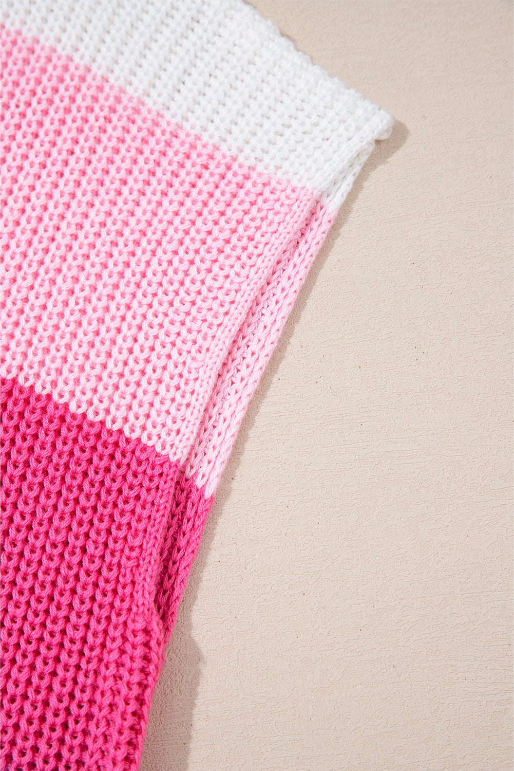 Pink Color Block Notch V Neck Sweater T Shirt-TOPS / DRESSES-[Adult]-[Female]-2022 Online Blue Zone Planet
