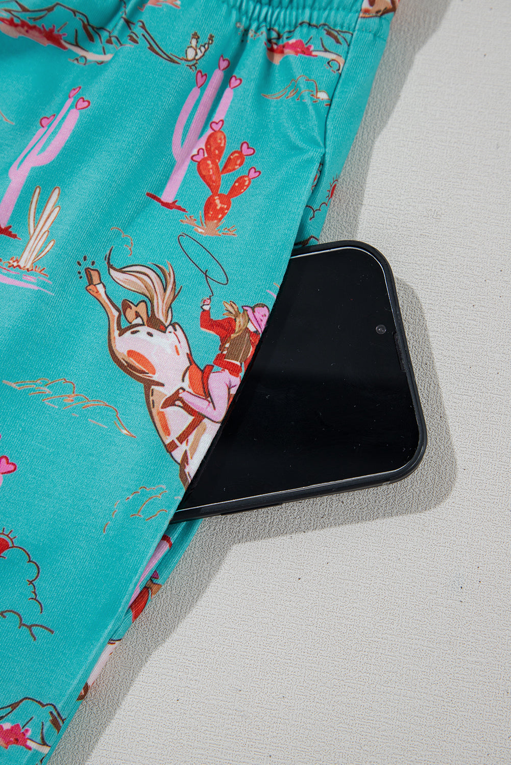 Aruba Blue Cowgirl Country Print Pajamas Set-Loungewear & Sleepwear/Sleepwear-[Adult]-[Female]-2022 Online Blue Zone Planet