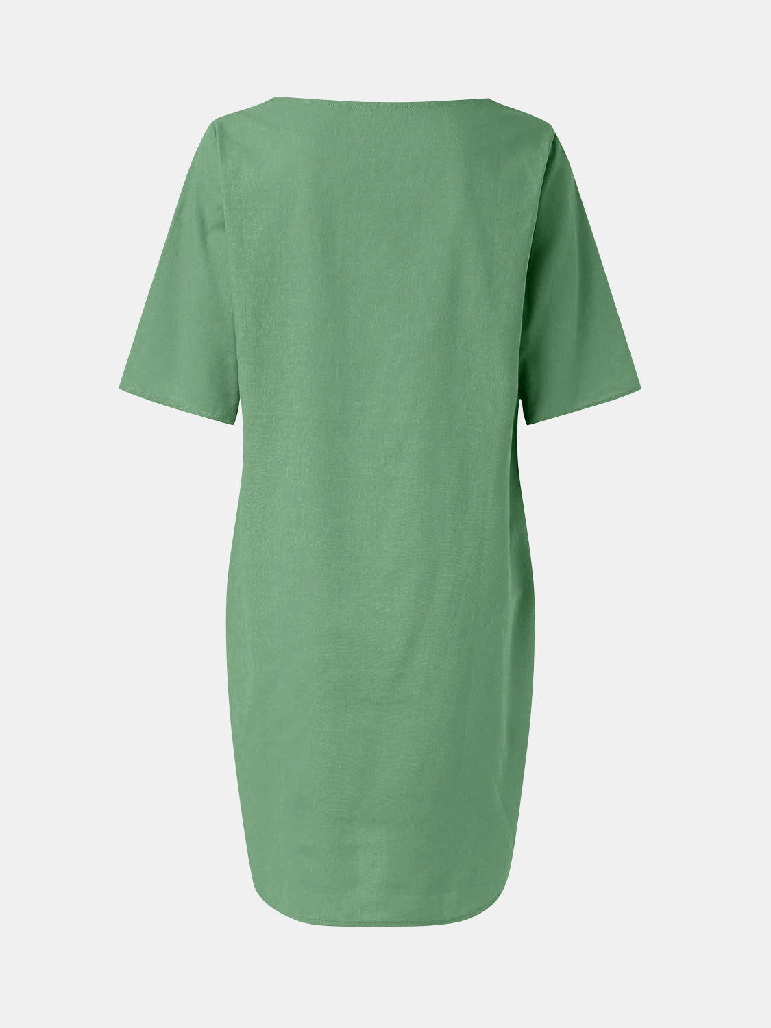 Full Size Round Neck Half Sleeve Dress with Pockets-TOPS / DRESSES-[Adult]-[Female]-Green-S-2022 Online Blue Zone Planet