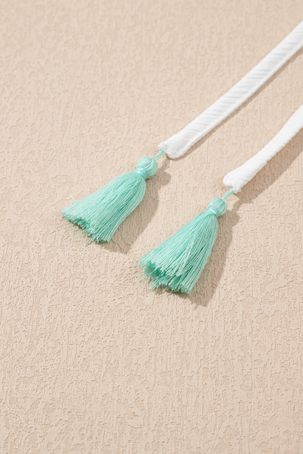 White Colorful Fringed Detail Tassel Tie Neck Short Sleeve Blouse-Tops/Blouses & Shirts-[Adult]-[Female]-2022 Online Blue Zone Planet