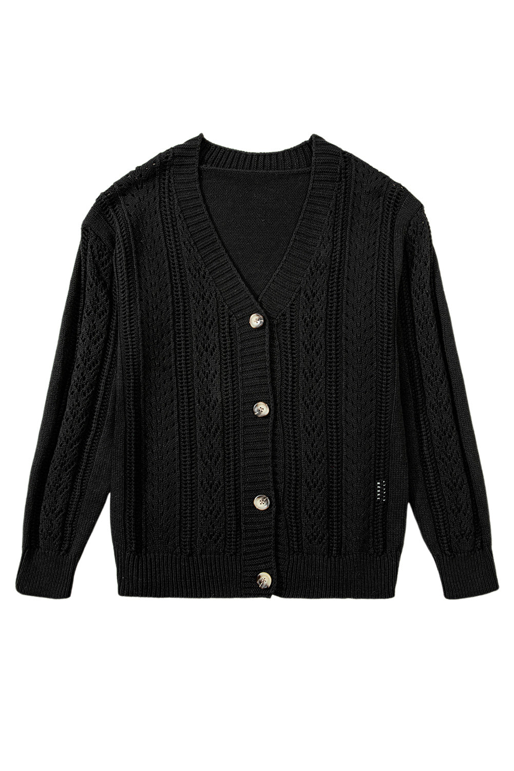 Green Hollow Knit Drop Shoulder Cardigan-Cardigans-[Adult]-[Female]-2022 Online Blue Zone Planet