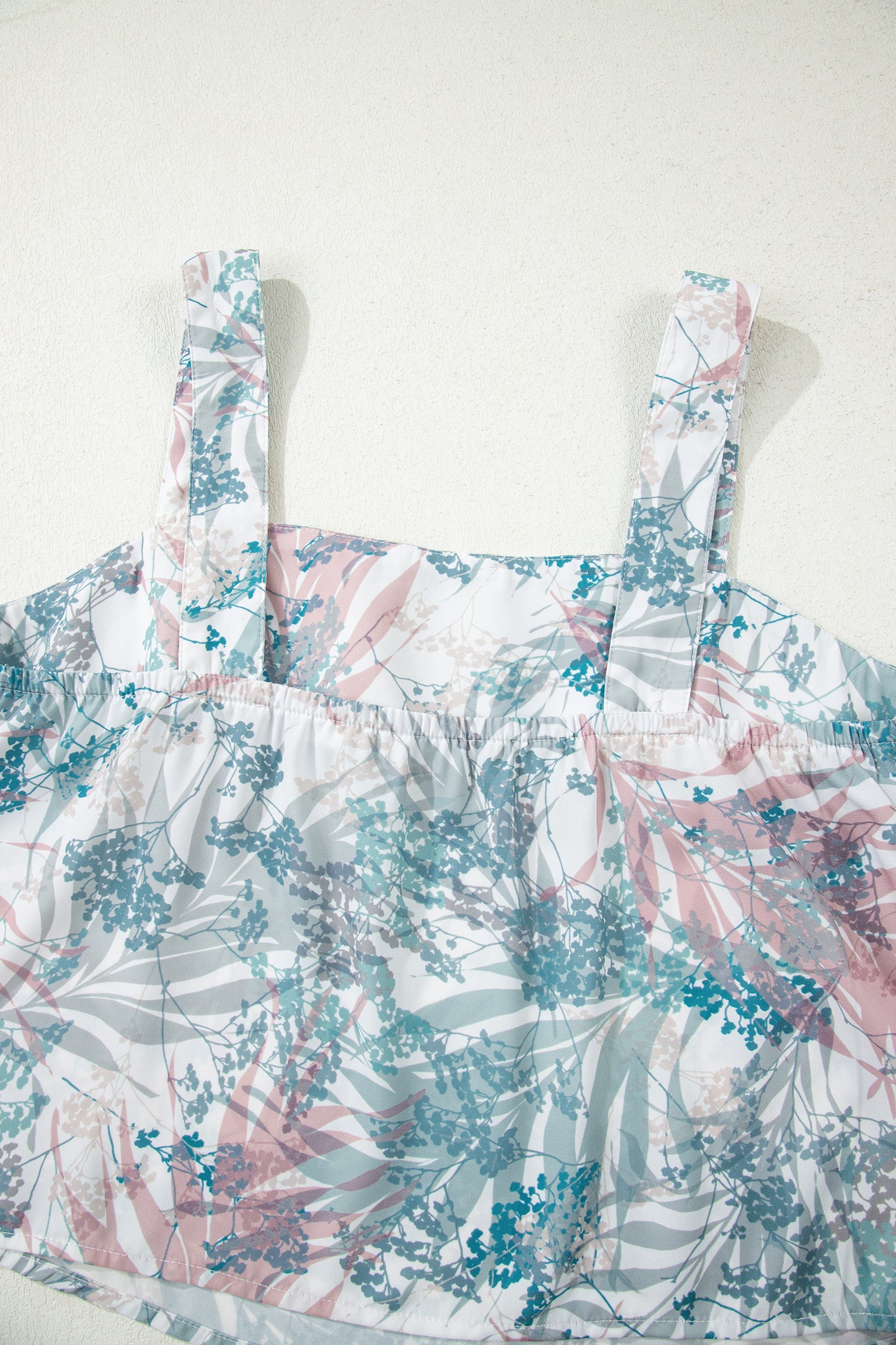 Green Tropical Palm Printed Cropped Tank Drawstring Wide Leg Pant Set-Two Piece Sets/Pant Sets-[Adult]-[Female]-2022 Online Blue Zone Planet