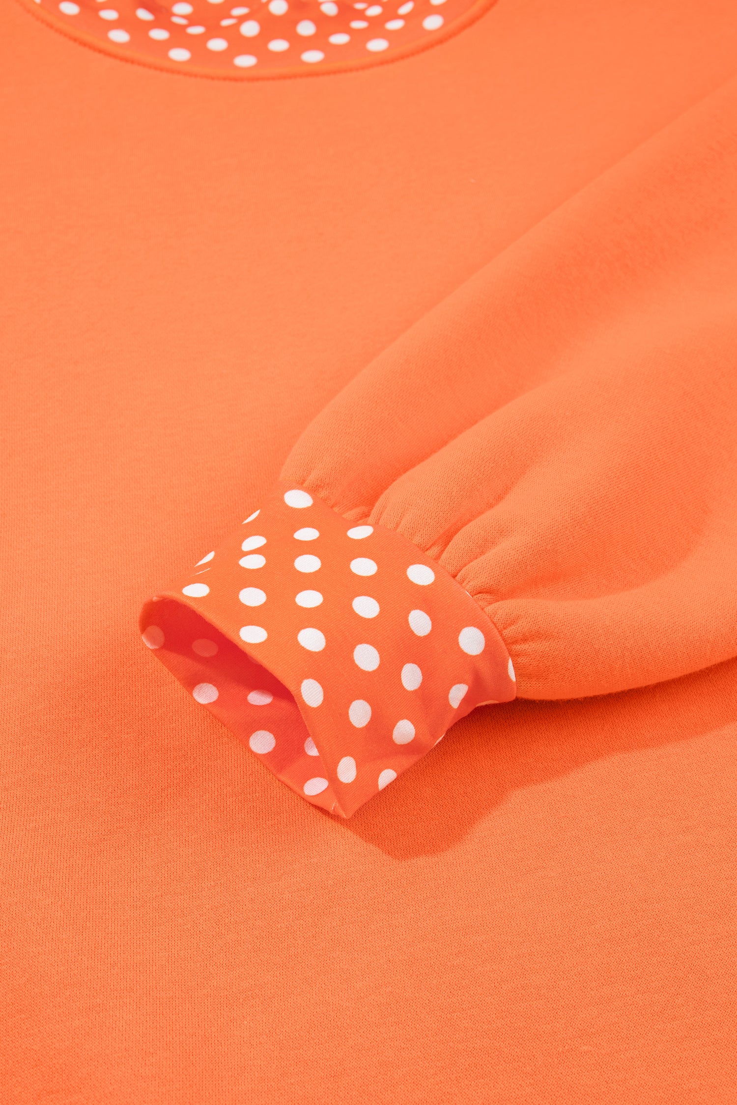 Racing Red Colorblock Polka Dot Contrast Trim Oversized Sweatshirt-Tops/Sweatshirts & Hoodies-[Adult]-[Female]-2022 Online Blue Zone Planet