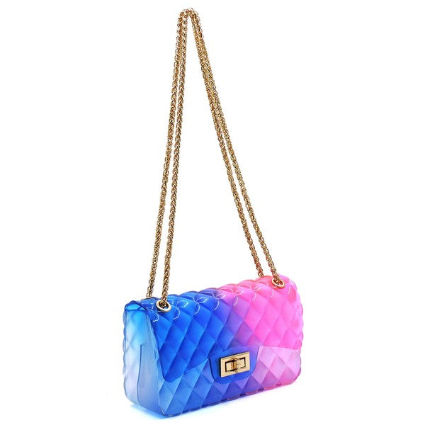 Quilt Embossed Multi Color Jelly Shoulder Bag-[Adult]-[Female]-2022 Online Blue Zone Planet