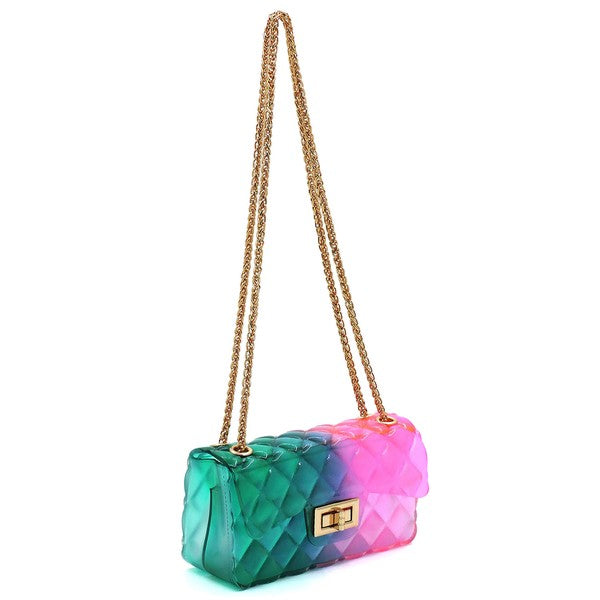 Quilt Embossed Multi Color Jelly Shoulder Bag-[Adult]-[Female]-2022 Online Blue Zone Planet