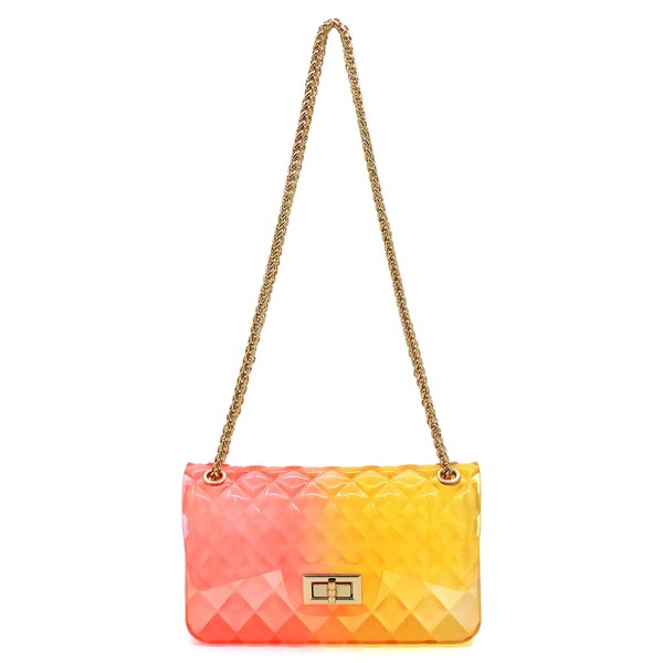 Quilt Embossed Multi Color Jelly Shoulder Bag-[Adult]-[Female]-2022 Online Blue Zone Planet