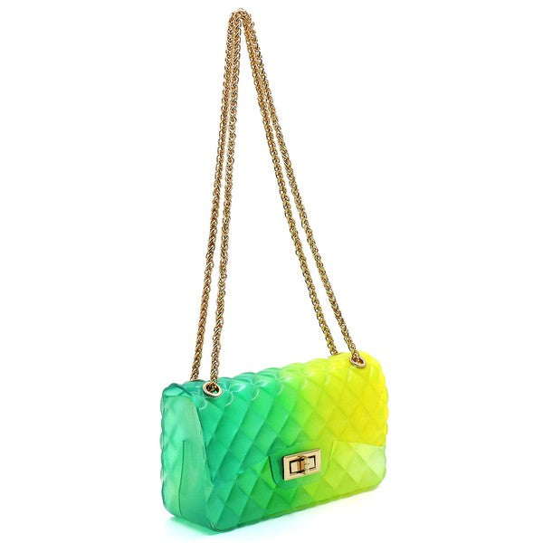 Quilt Embossed Multi Color Jelly Shoulder Bag-[Adult]-[Female]-2022 Online Blue Zone Planet