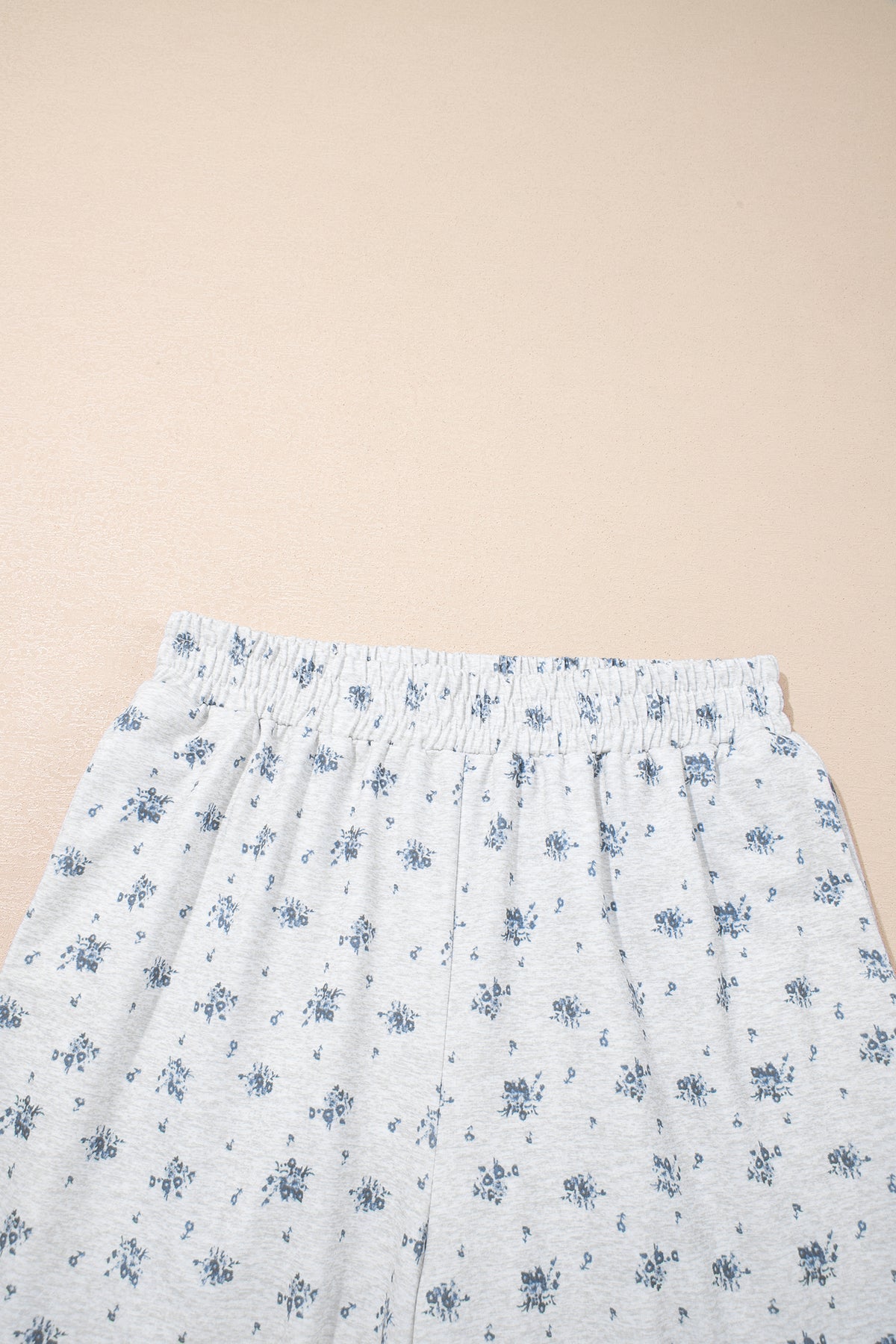 Gray Floral Print Elastic Waist Full Length Regular Pants-Bottoms/Pants & Culotte-[Adult]-[Female]-2022 Online Blue Zone Planet