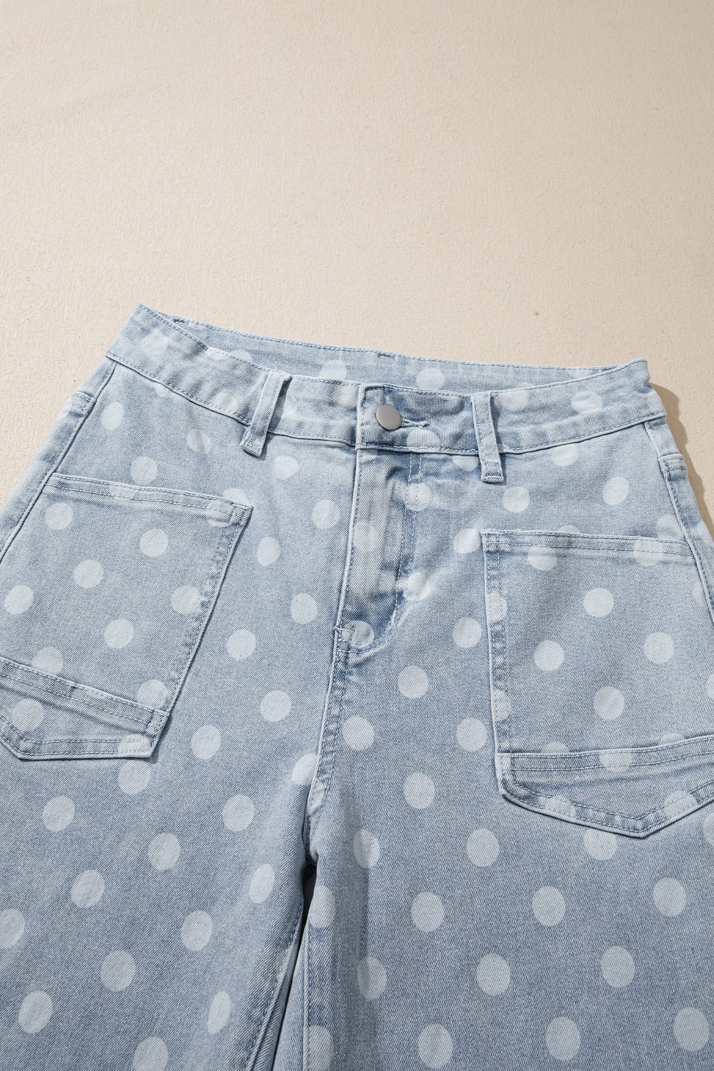 Sky Blue Polka Dot Casual Slim Fit Jeans