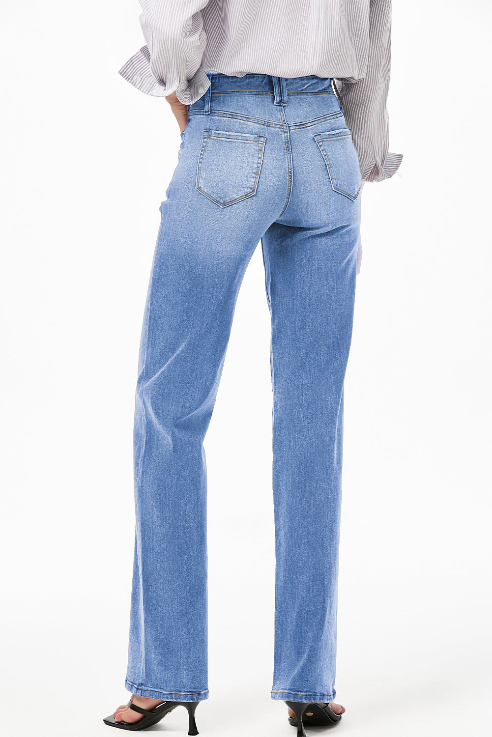 Dusk Blue Loose Straight Leg Cropped High Waist Jeans-Bottoms/Jeans-[Adult]-[Female]-2022 Online Blue Zone Planet