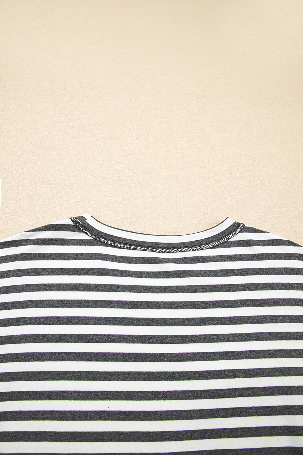 Gray Stripe Starry Patch Drop Shoulder Raw Edge Casual Knit Top-Tops/Sweatshirts & Hoodies-[Adult]-[Female]-2022 Online Blue Zone Planet