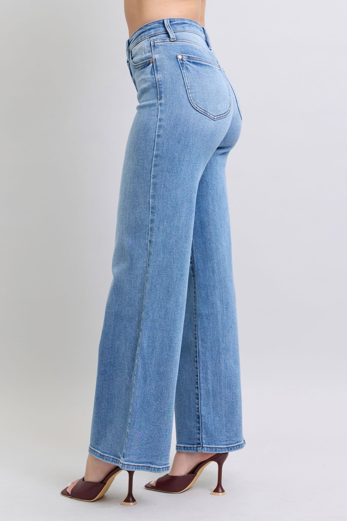 Judy Blue Full Size Wide Leg Jeans with Pockets-BOTTOM SIZES SMALL MEDIUM LARGE-[Adult]-[Female]-2022 Online Blue Zone Planet