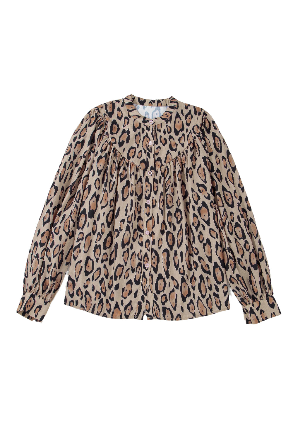 Blue Zone Planet | Jet Stream Oversized Leopard Print Balloon Sleeve Casual Shirt-Tops/Blouses & Shirts-[Adult]-[Female]-2022 Online Blue Zone Planet