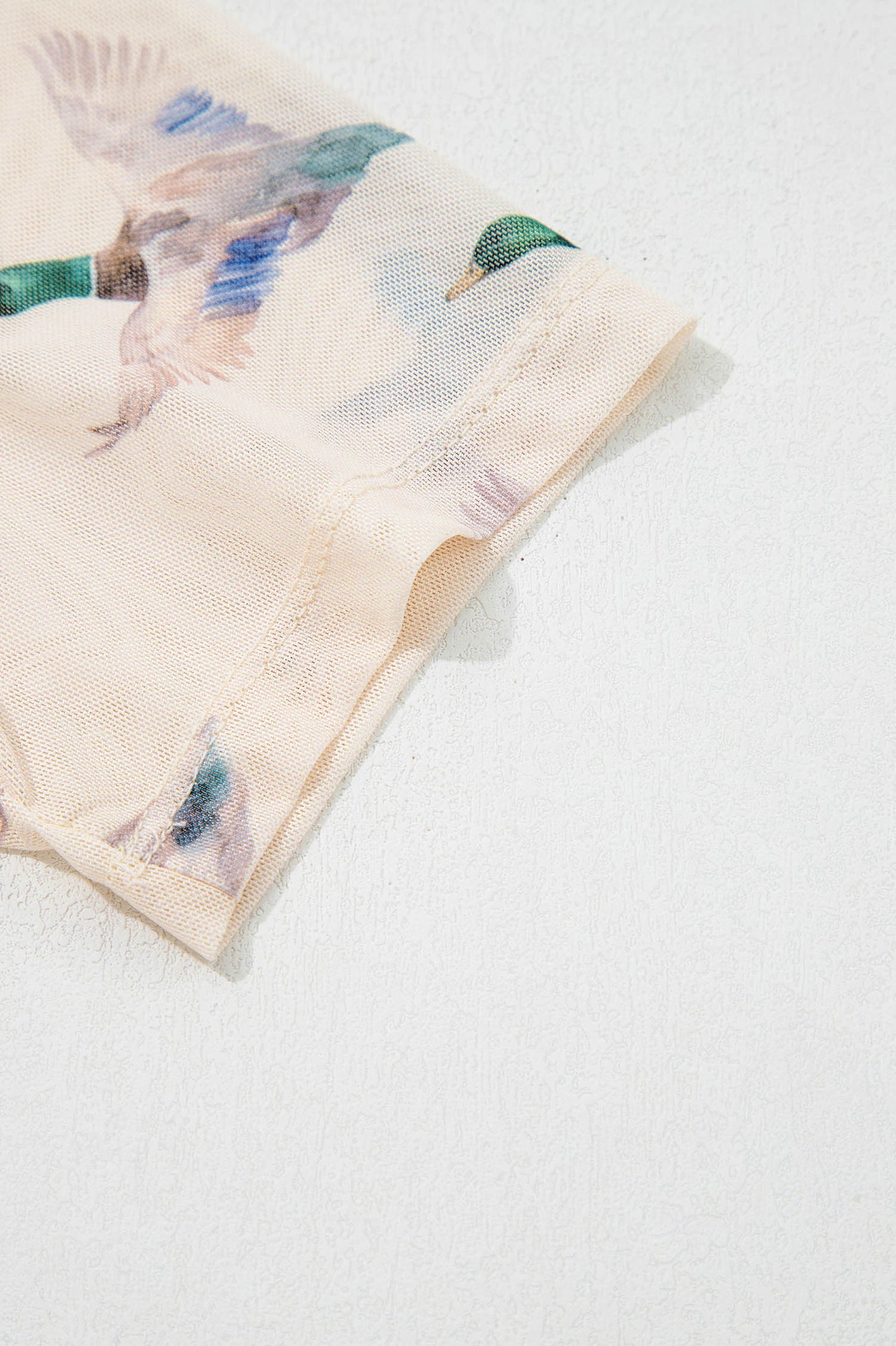 Beige Mallard Sheer Mesh Short Sleeve Top-Tops/Tops & Tees-[Adult]-[Female]-2022 Online Blue Zone Planet