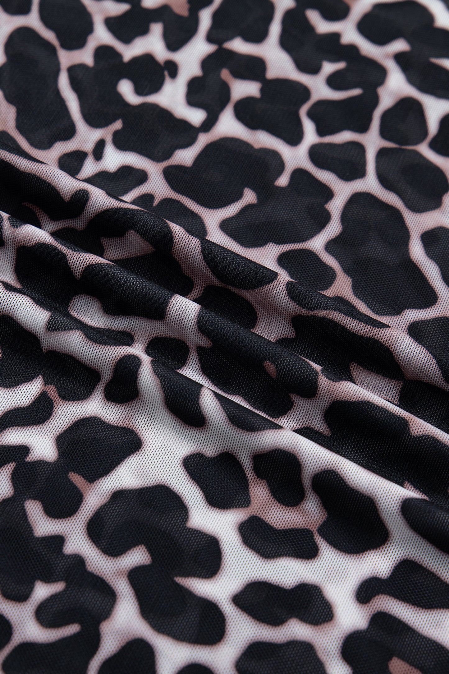 Khaki Leopard Print Sheer Mesh Short Sleeve Top-Tops/Tops & Tees-[Adult]-[Female]-2022 Online Blue Zone Planet