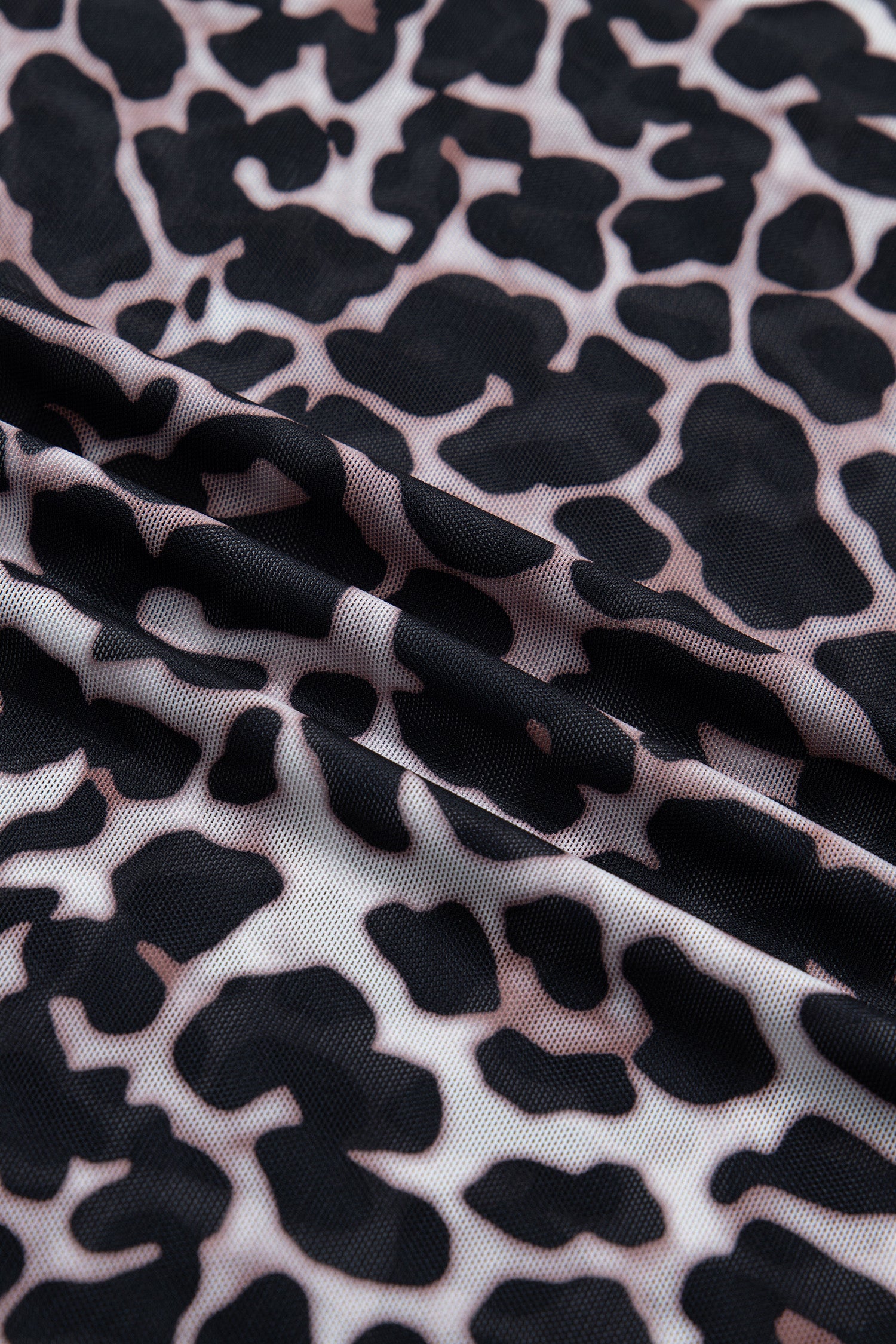 Khaki Leopard Print Sheer Mesh Short Sleeve Top-Tops/Tops & Tees-[Adult]-[Female]-2022 Online Blue Zone Planet