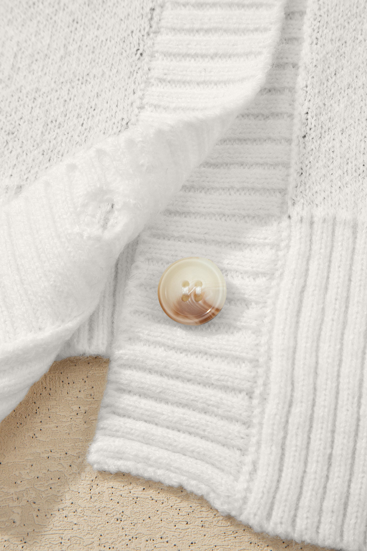 Beige Polka Dot Button Front Oversized V Neck Cardigan-Sweaters & Cardigans/Cardigans-[Adult]-[Female]-2022 Online Blue Zone Planet