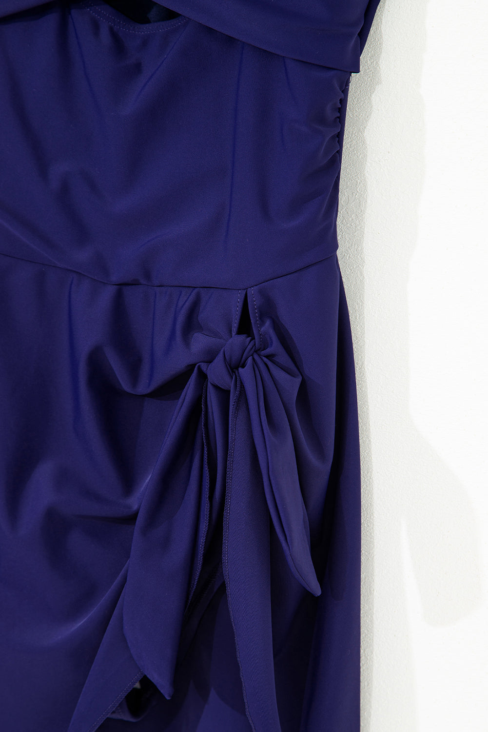 Navy Blue Adjustable Straps Cutout Ruched Knot Slit One Piece Swim Dress-TOPS / DRESSES-[Adult]-[Female]-2022 Online Blue Zone Planet