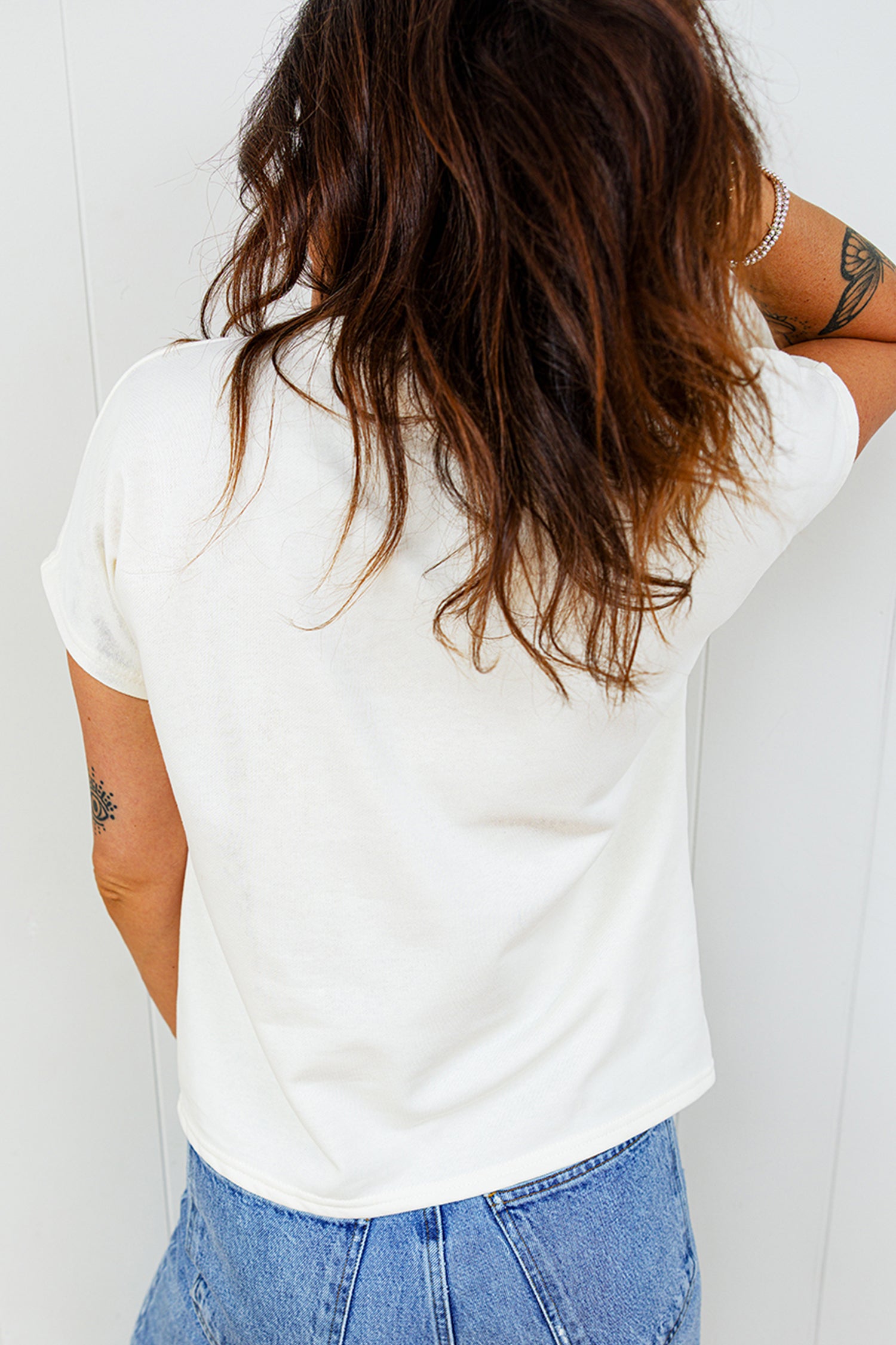 White Plus Size Leopard Bow Embroidered Patch Casual T Shirt-Plus Size/Plus Size Tops/Plus Size Tops & Tees-[Adult]-[Female]-2022 Online Blue Zone Planet