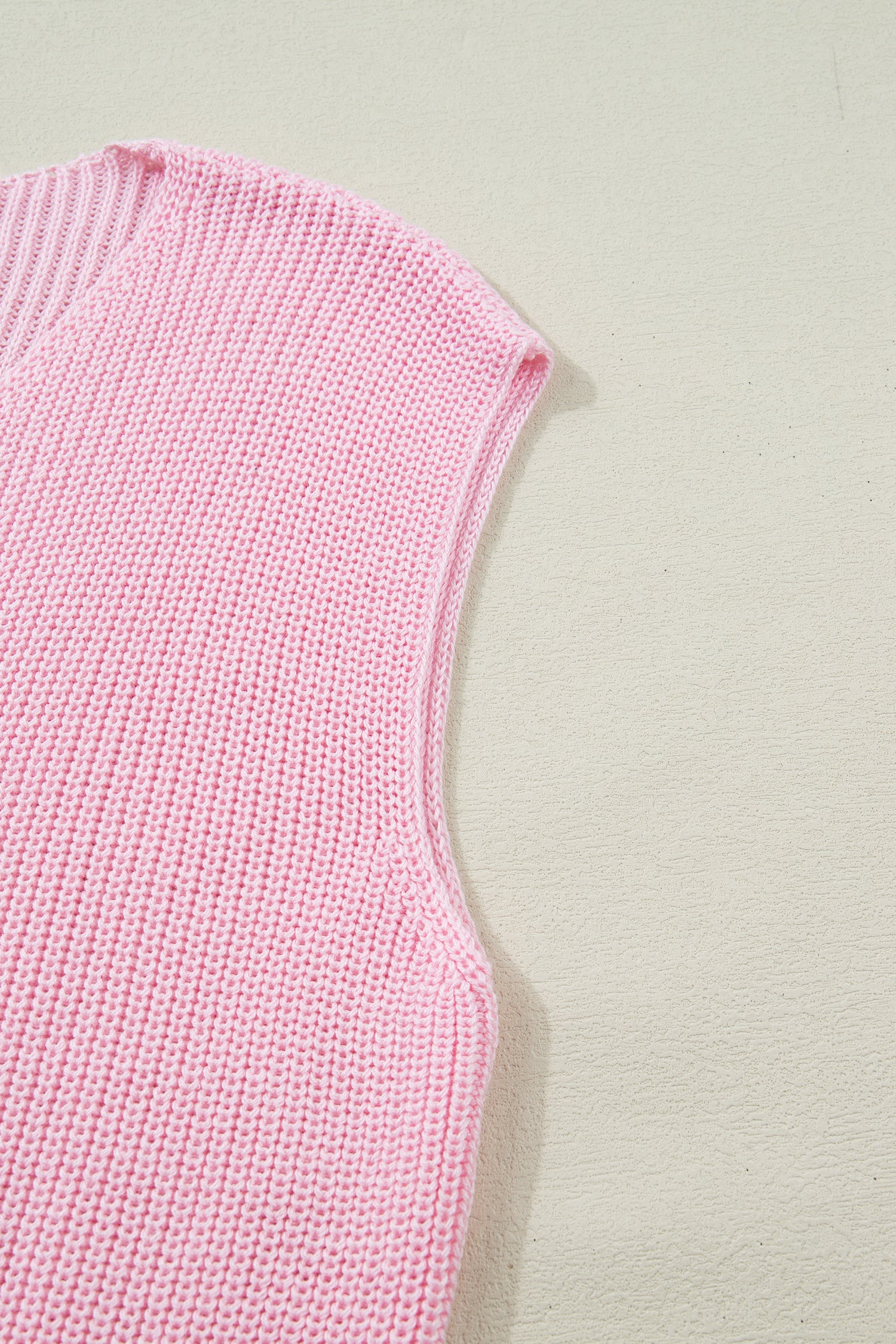 Pink Solid Color Knit V Neck Button Front Sweater Vest-TOPS / DRESSES-[Adult]-[Female]-2022 Online Blue Zone Planet