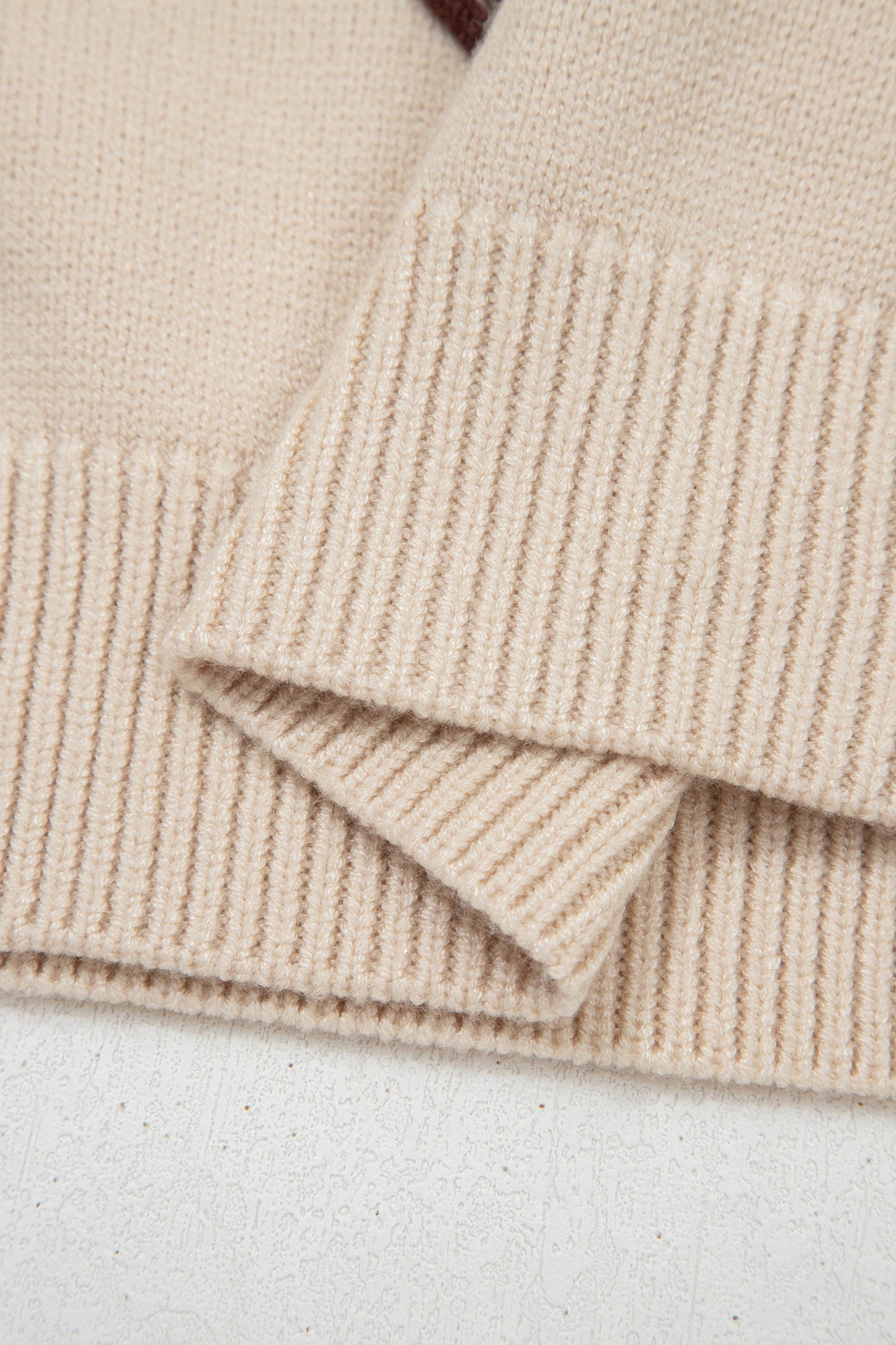 Parchment Corded Horseshoes Ribbed Trim Mock Neck Short Sleeve Sweater-TOPS / DRESSES-[Adult]-[Female]-2022 Online Blue Zone Planet