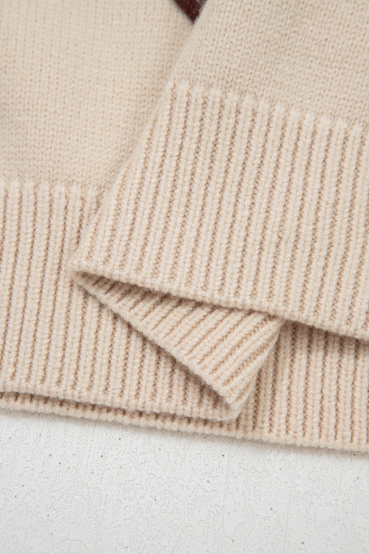 Parchment Corded Horseshoes Ribbed Trim Mock Neck Short Sleeve Sweater-TOPS / DRESSES-[Adult]-[Female]-2022 Online Blue Zone Planet