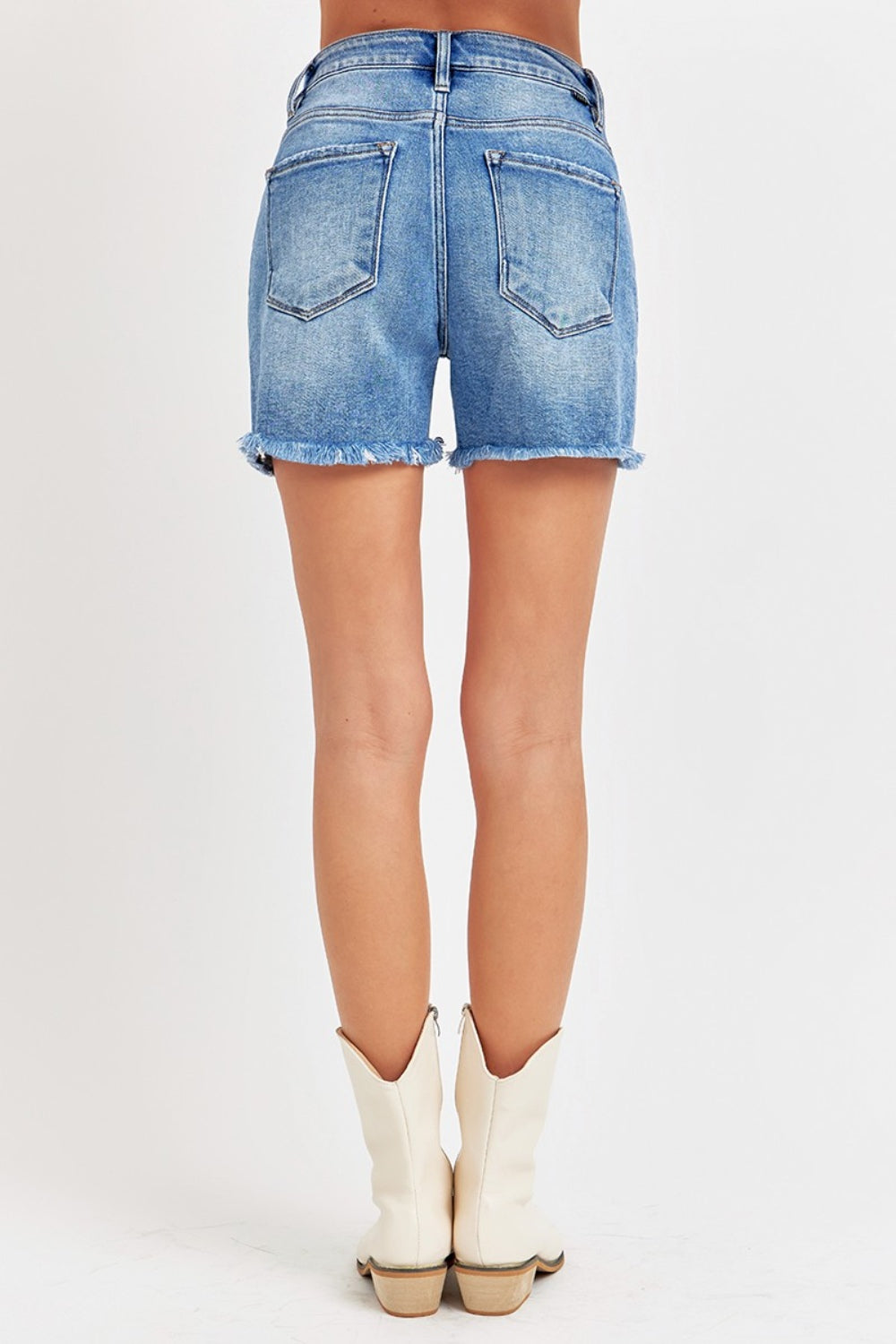 RISEN Front Slit Raw Hem Denim Shorts-TOPS / DRESSES-[Adult]-[Female]-2022 Online Blue Zone Planet