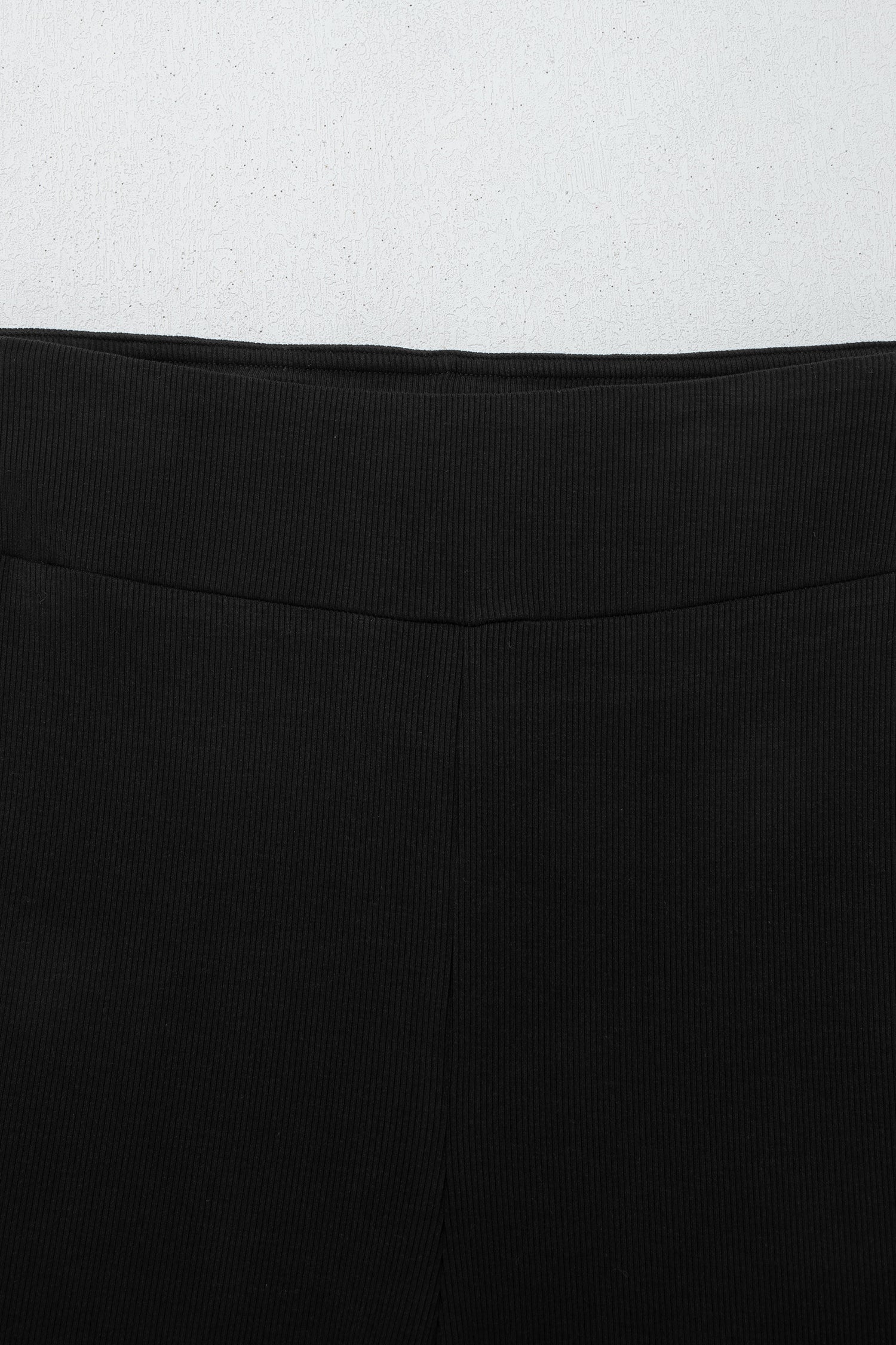 Black Solid Color Oversize Slit Sweatshirt Ribbed Leggings 2pcs Set-Two Piece Sets/Pant Sets-[Adult]-[Female]-2022 Online Blue Zone Planet