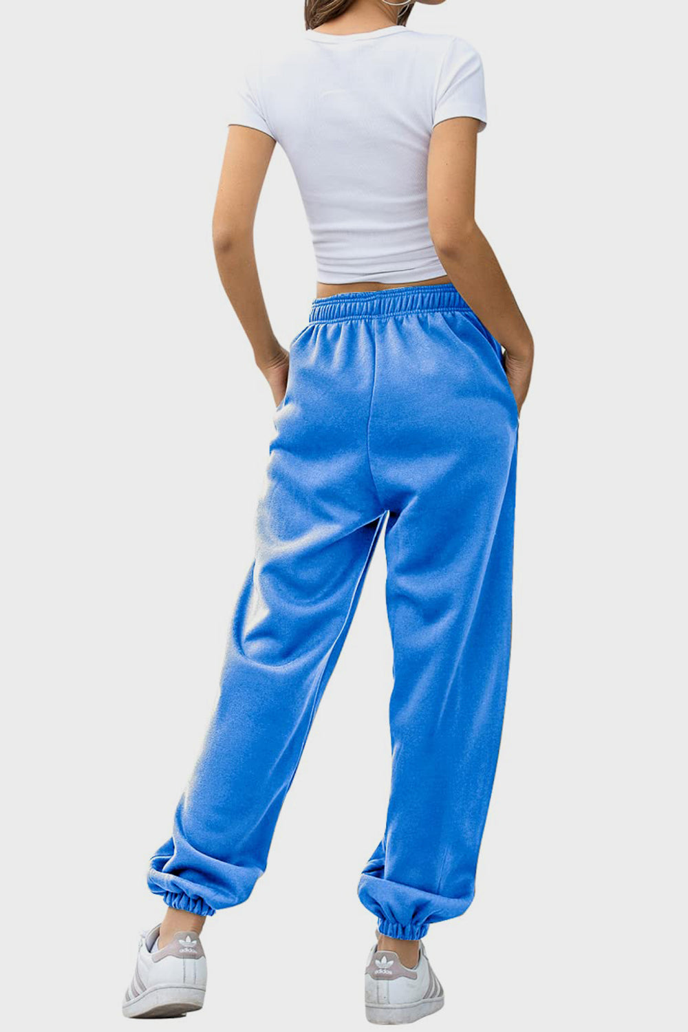 Elastic Waist Joggers with Pockets-TOPS / DRESSES-[Adult]-[Female]-Blue-S-2022 Online Blue Zone Planet