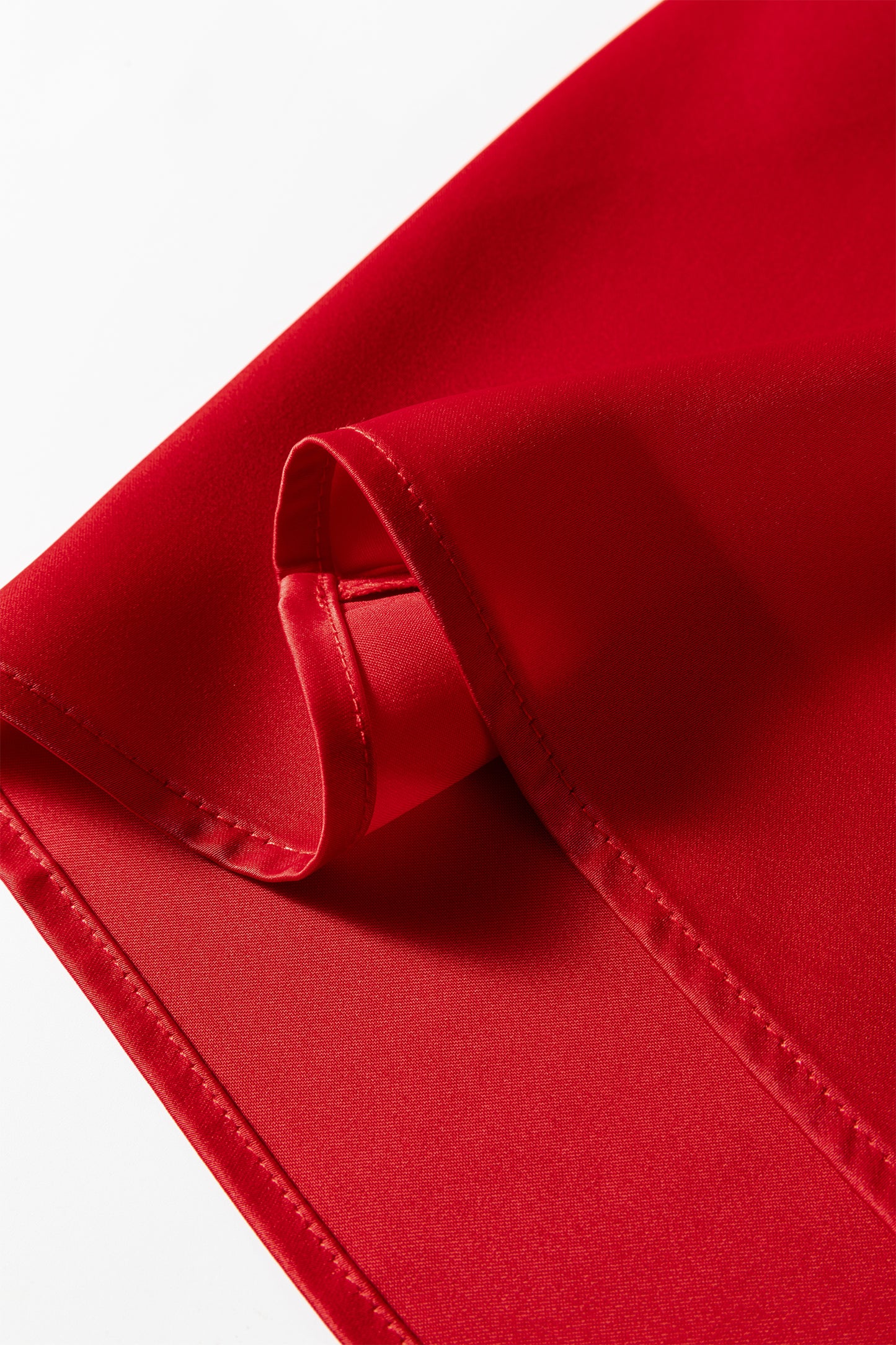 Fiery Red Solid Color Frilled V Neck Bow Detail 3/4 Sleeve Blouse-Tops/Blouses & Shirts-[Adult]-[Female]-2022 Online Blue Zone Planet