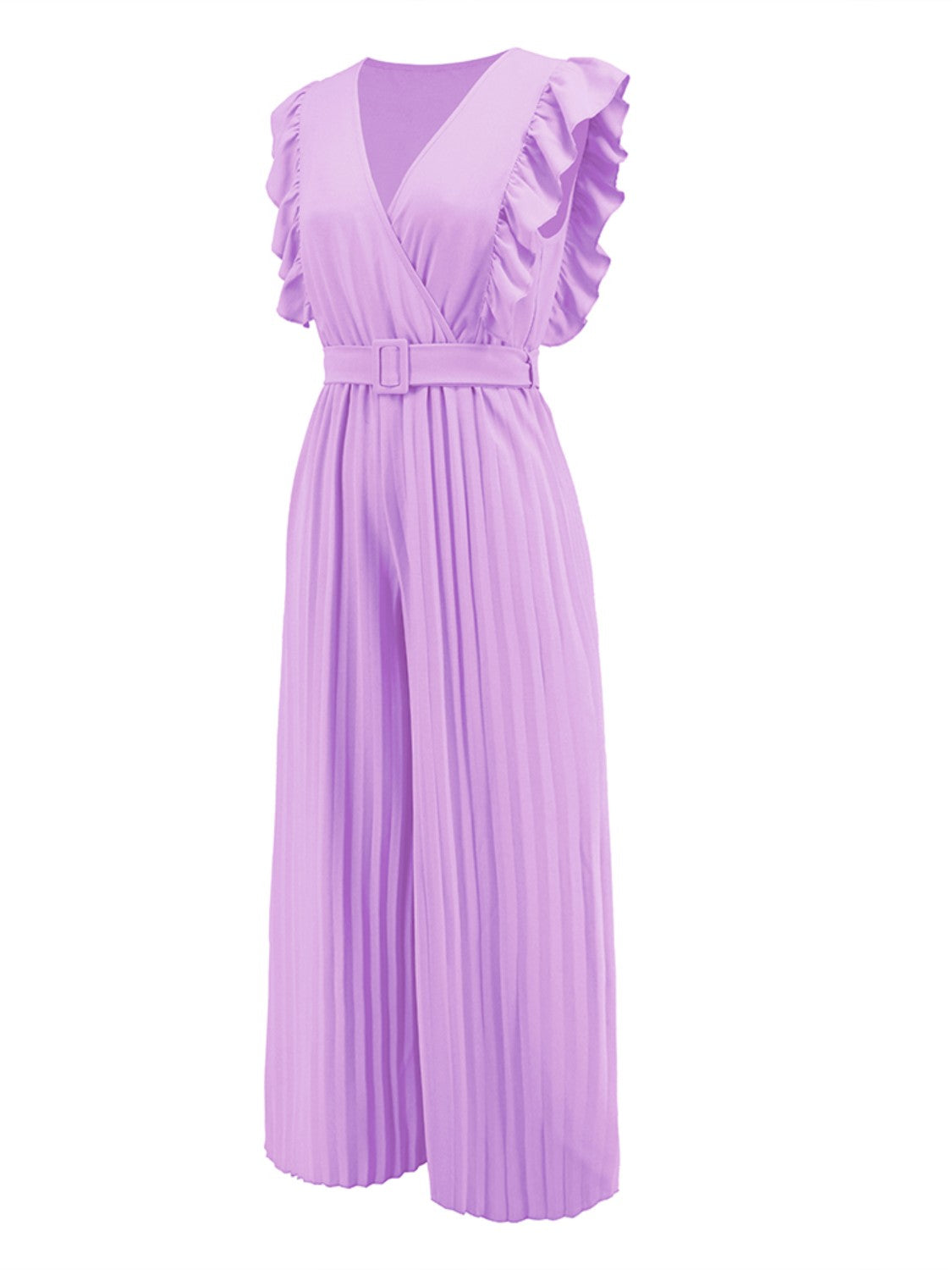 Ruffled Surplice Cap Sleeve Jumpsuit-[Adult]-[Female]-2022 Online Blue Zone Planet