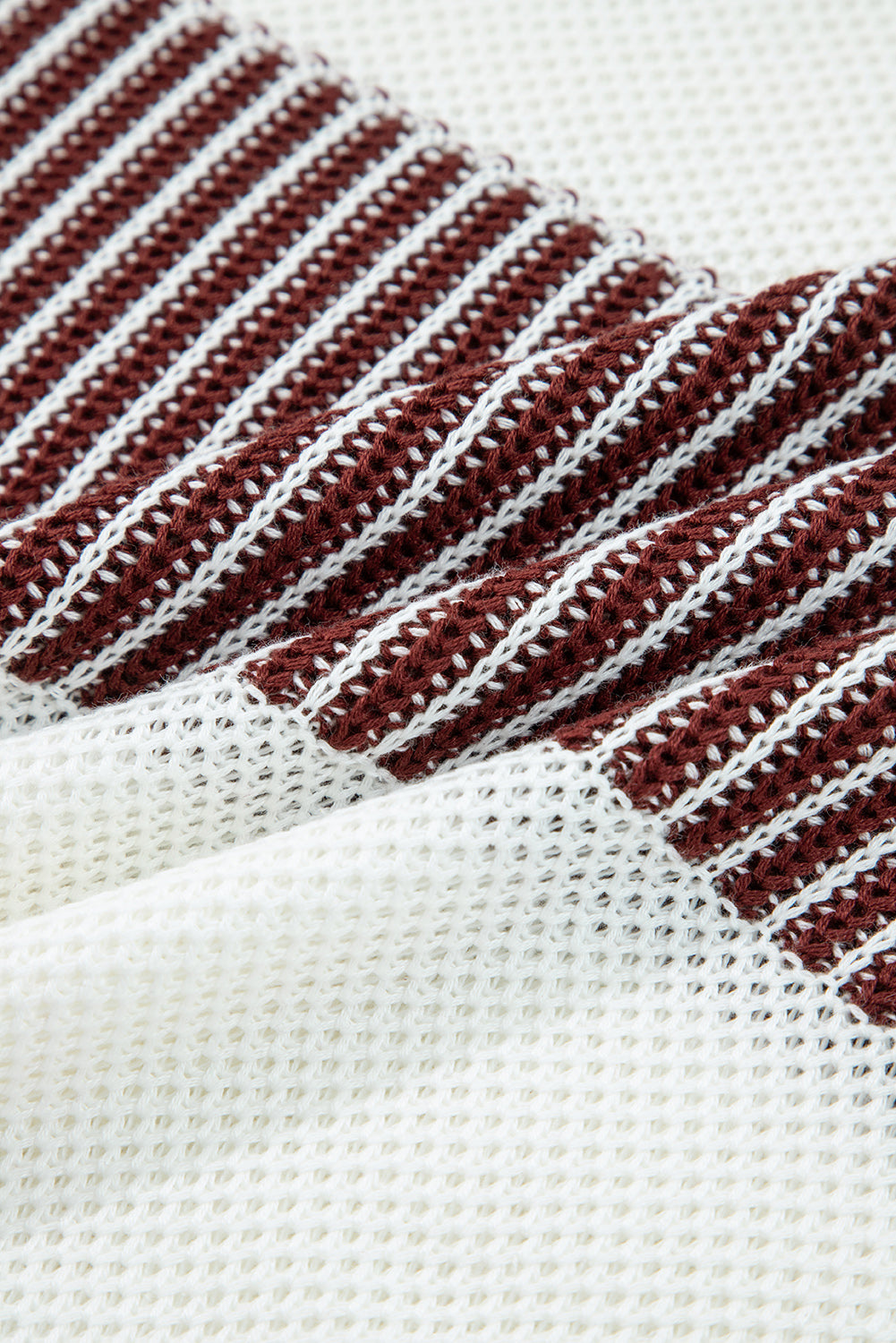 Brown Two Tone Striped Patchwork Drop Shoulder Loose Sweater-TOPS / DRESSES-[Adult]-[Female]-2022 Online Blue Zone Planet