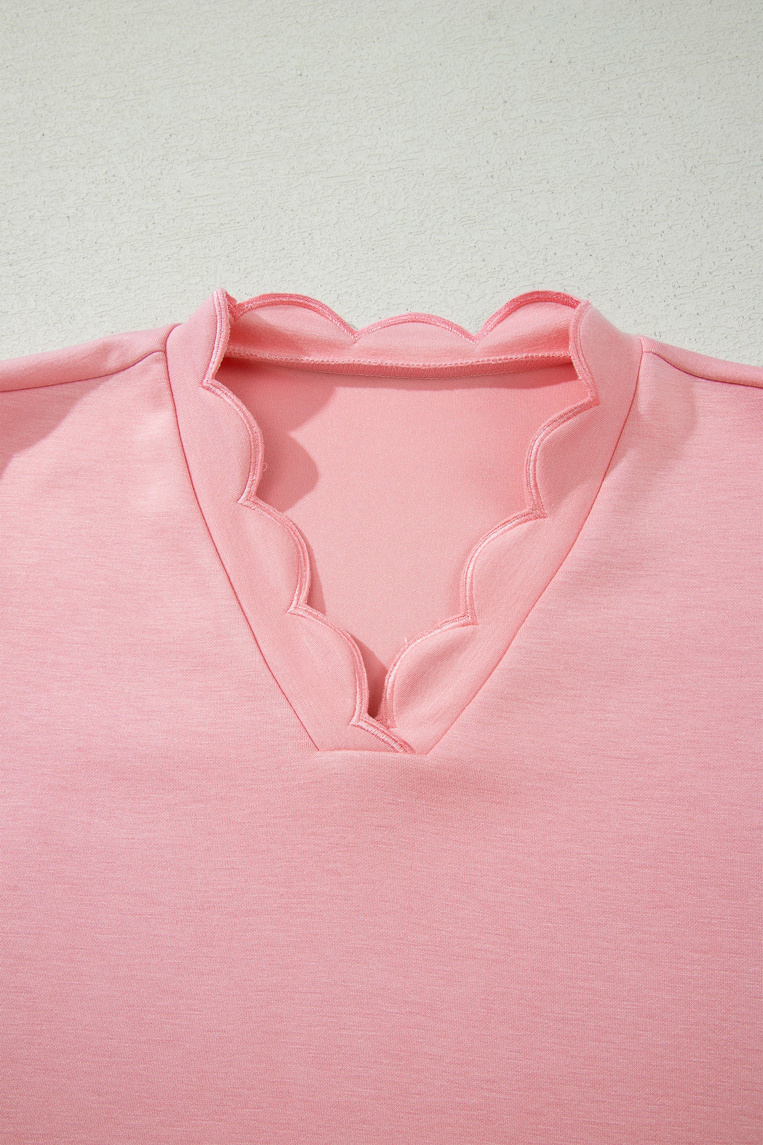 Gossamer Pink Scalloped V Neck Dolman Oversize Top Drawstring Short Set-Two Piece Sets/Short Sets-[Adult]-[Female]-2022 Online Blue Zone Planet