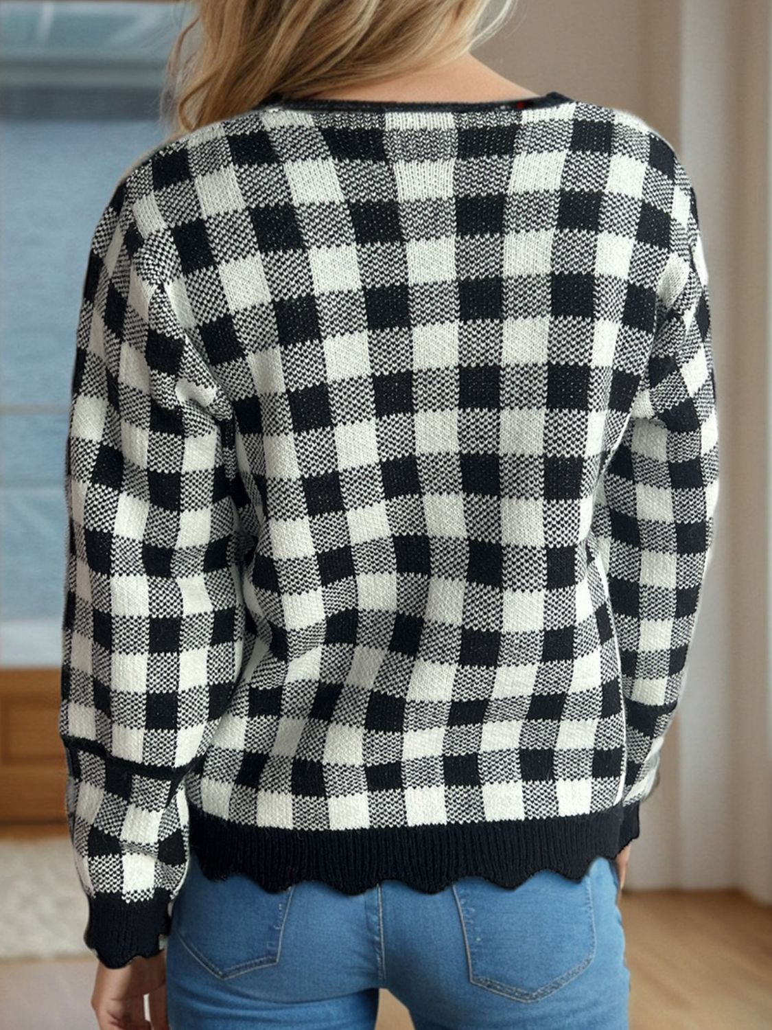 Blue Zone Planet | Plaid V-Neck Button Up Cardigan-TOPS / DRESSES-[Adult]-[Female]-2022 Online Blue Zone Planet