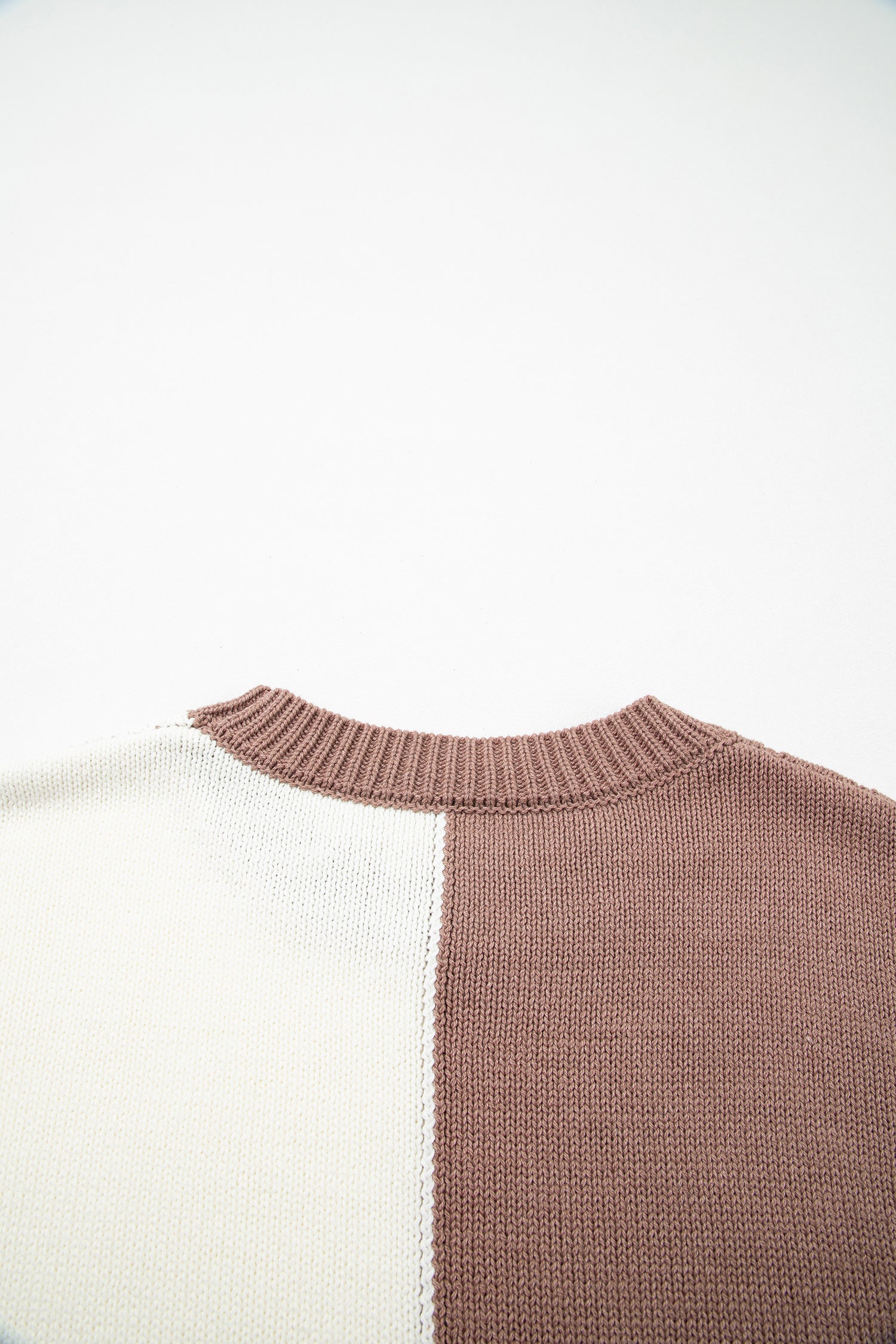 Coffee Mix Texture Colorblock Knit Baggy Sweater-TOPS / DRESSES-[Adult]-[Female]-2022 Online Blue Zone Planet