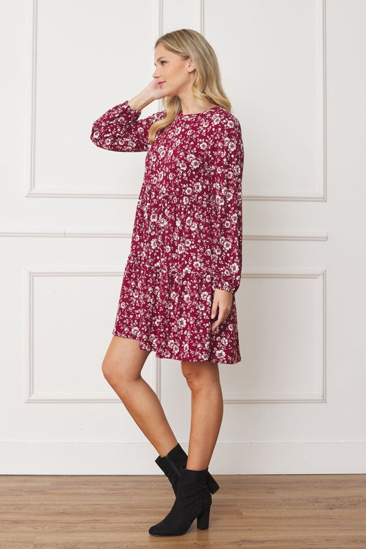 Floral Crew Neck Midi Dress-TOPS / DRESSES-[Adult]-[Female]-2022 Online Blue Zone Planet