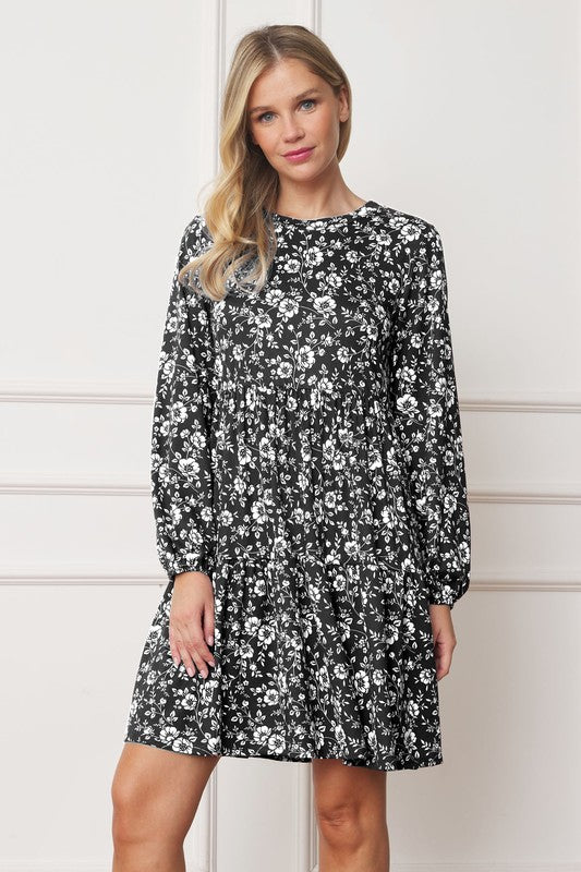 Floral Crew Neck Midi Dress-TOPS / DRESSES-[Adult]-[Female]-2022 Online Blue Zone Planet