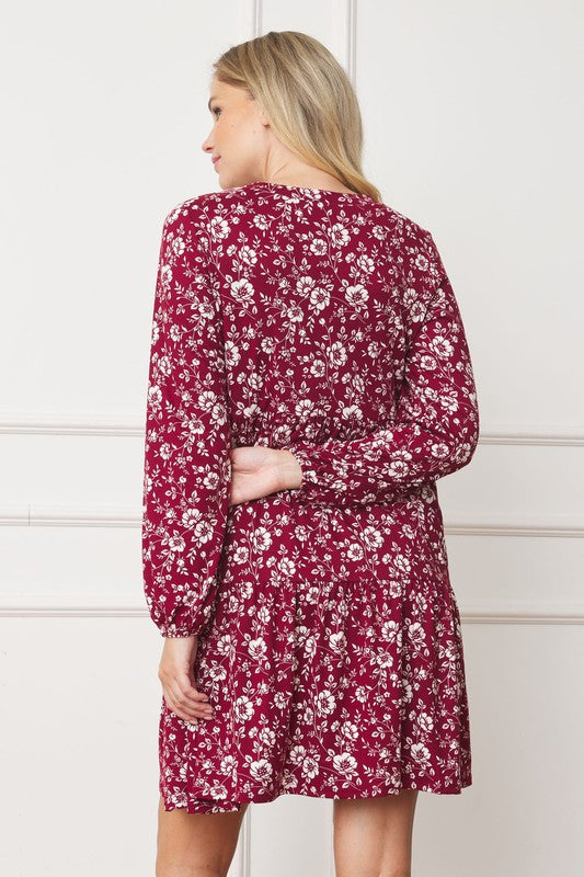 Floral Crew Neck Midi Dress-TOPS / DRESSES-[Adult]-[Female]-2022 Online Blue Zone Planet