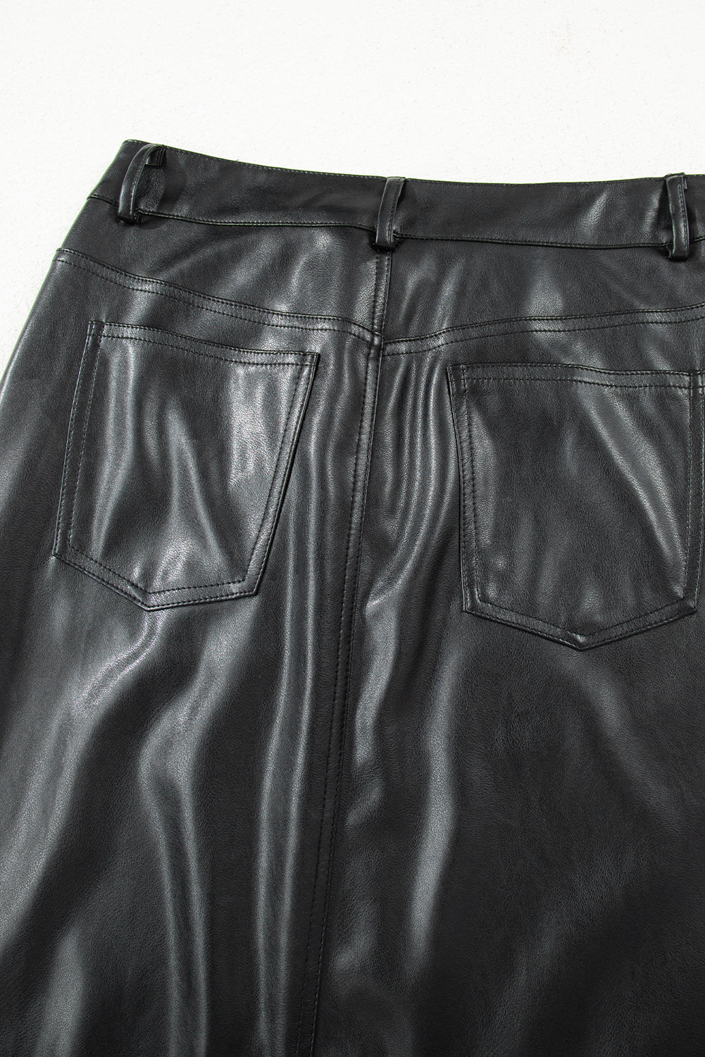 Black Faux Leather Side Slit Maxi Skirt-TOPS / DRESSES-[Adult]-[Female]-2022 Online Blue Zone Planet