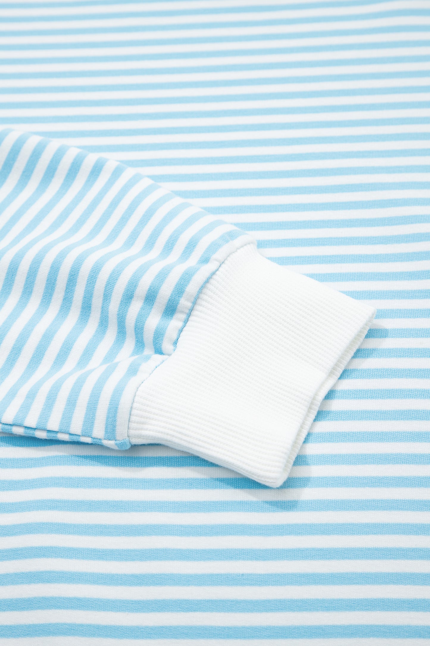 Sky Blue Stripe Oversize Mock Neck Sweatshirt and Shorts Set-Two Piece Sets/Short Sets-[Adult]-[Female]-2022 Online Blue Zone Planet