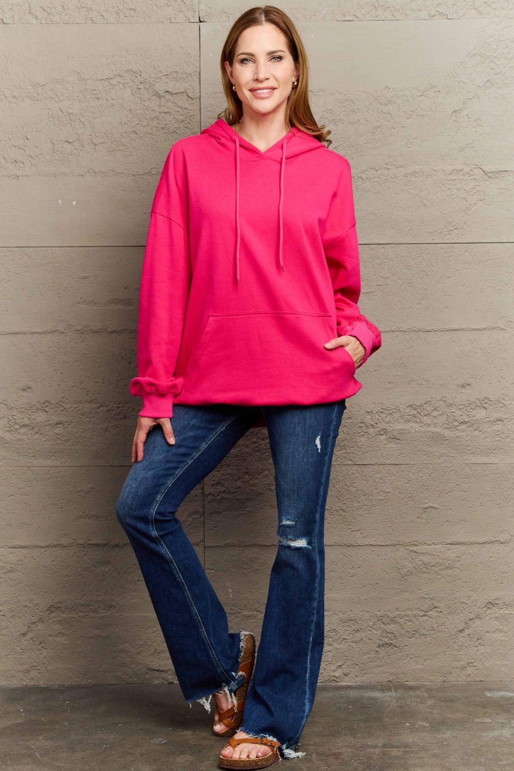 Full Size Long Sleeve Dropped Shoulder Hoodie-TOPS / DRESSES-[Adult]-[Female]-2022 Online Blue Zone Planet