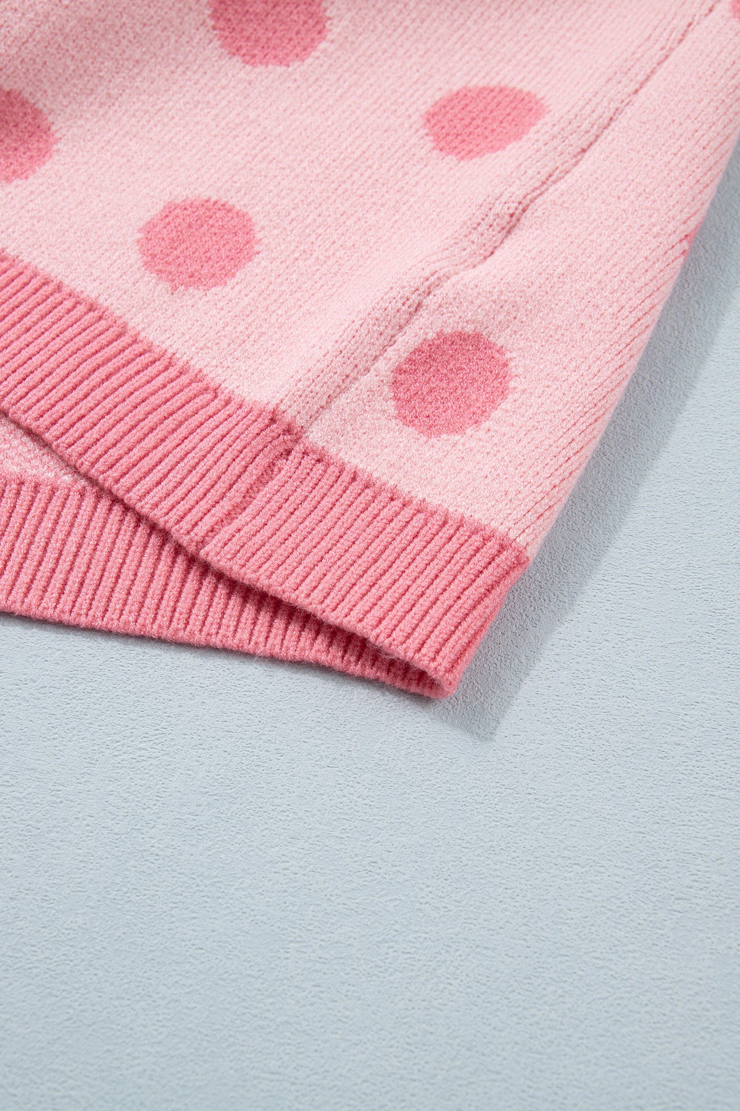 Rose Red Polka Dot Puff Short Sleeve Sweater Top-Sweaters & Cardigans/Short Sleeve Sweaters-[Adult]-[Female]-2022 Online Blue Zone Planet
