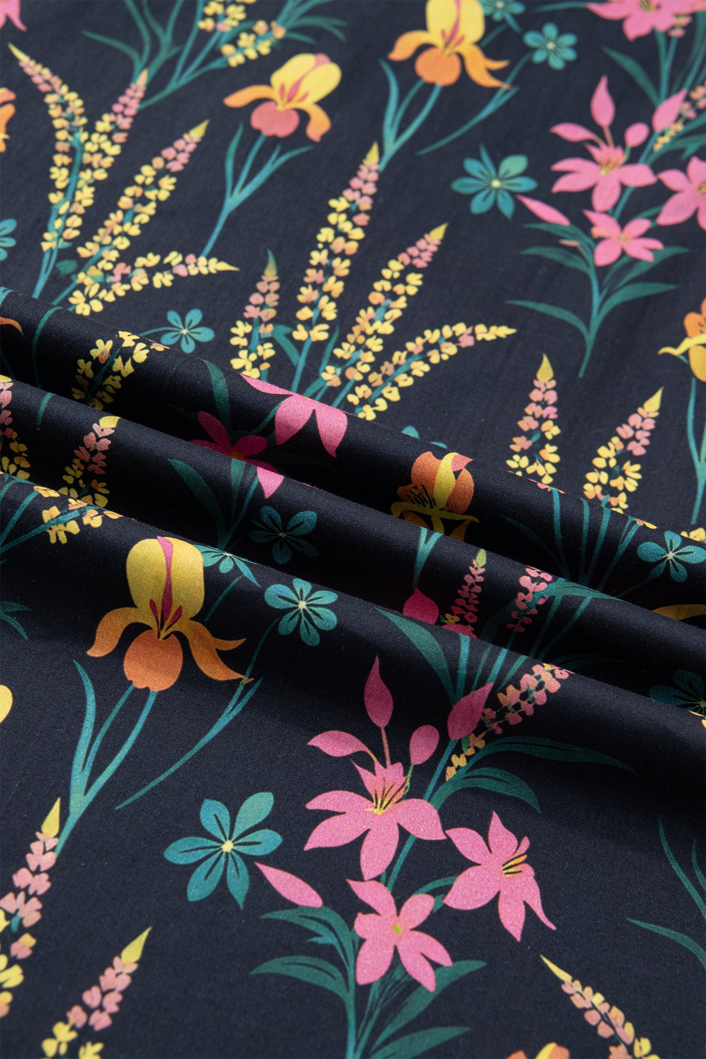 Black Floral Print Contrast Trim Tiered Ruffled Short Sleeve Blouse-Tops/Blouses & Shirts-[Adult]-[Female]-2022 Online Blue Zone Planet